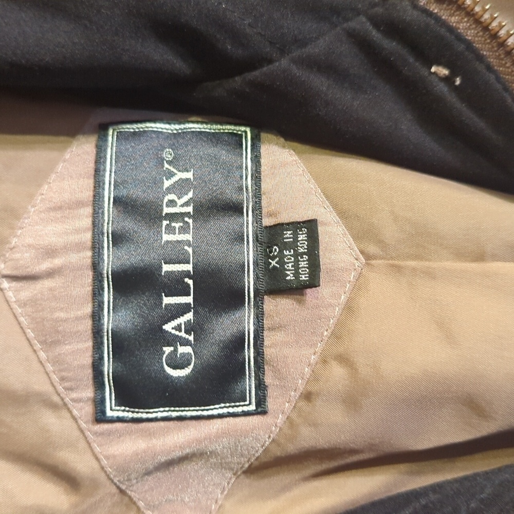Vtg Gallery tan hooded zip front anorak utility Chore Coat long jacket sz XS - Picture 8 of 13
